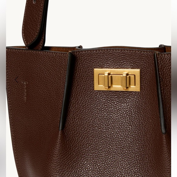 NEW Leo Et Violette Le Duo Bucket Bag Brown Grain Leather - Picture 6 of 16